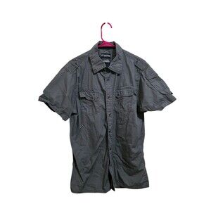 Counter Intelligence Dark Grey Men's Snap Short Sleeve Shirt Size L